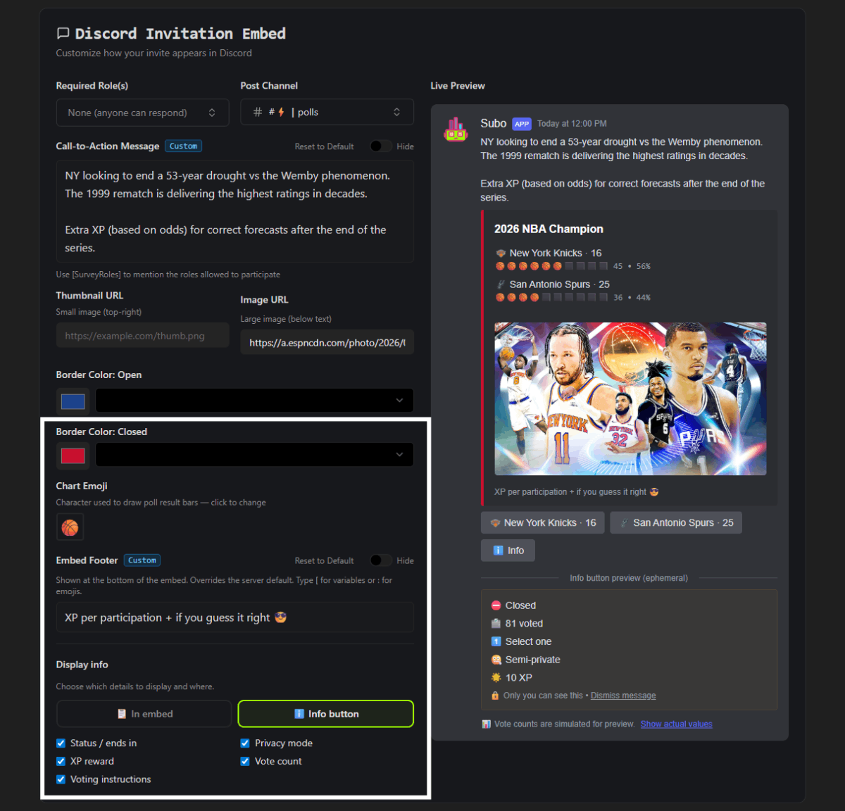 Custom poll invite