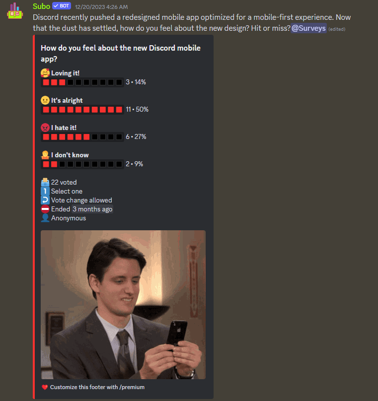 Anonymous poll with image and ping