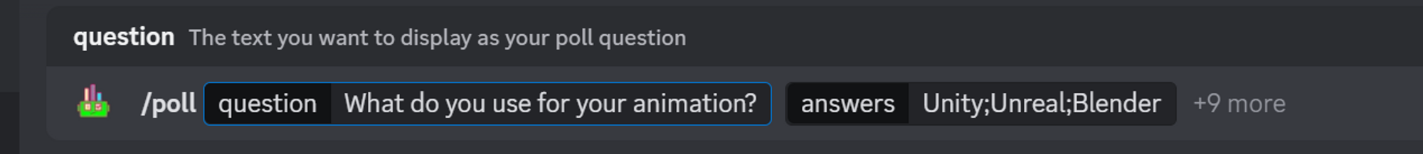 To create a Discord poll with Subo, use the /poll command
