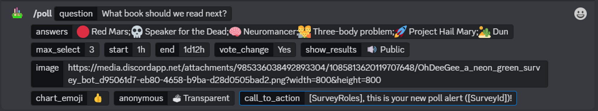 Fully-loaded command for a poll