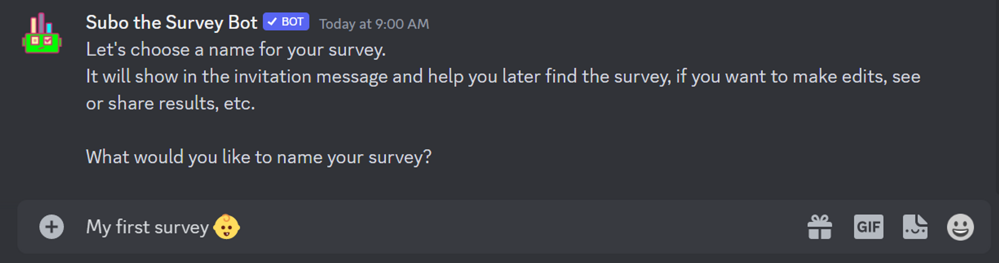 Question to name your survey