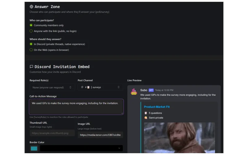 Screenshot of results summary page in Subo Web App